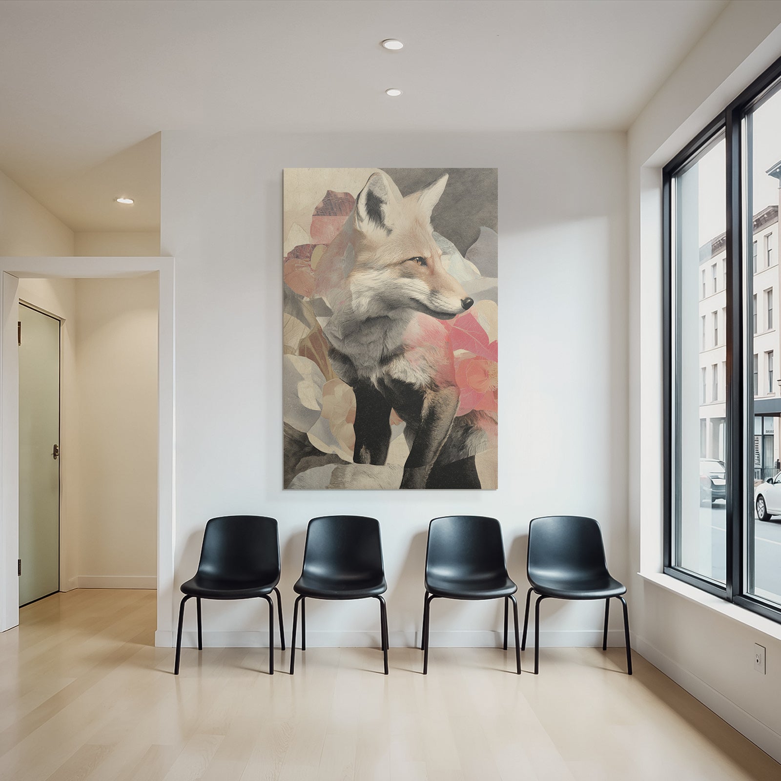 Fox Mit Blumen Artistische Darstellung
