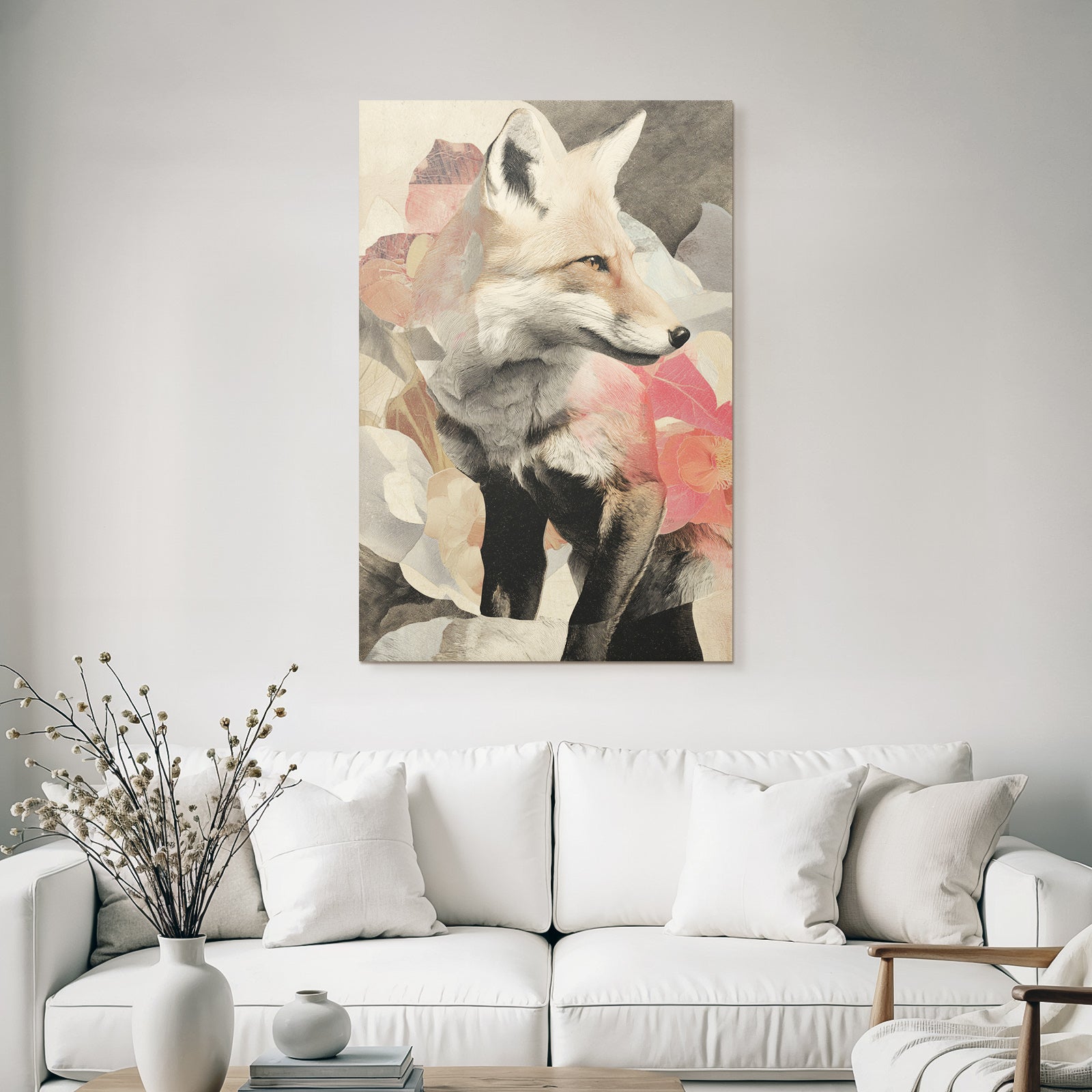 Fox Mit Blumen Artistische Darstellung