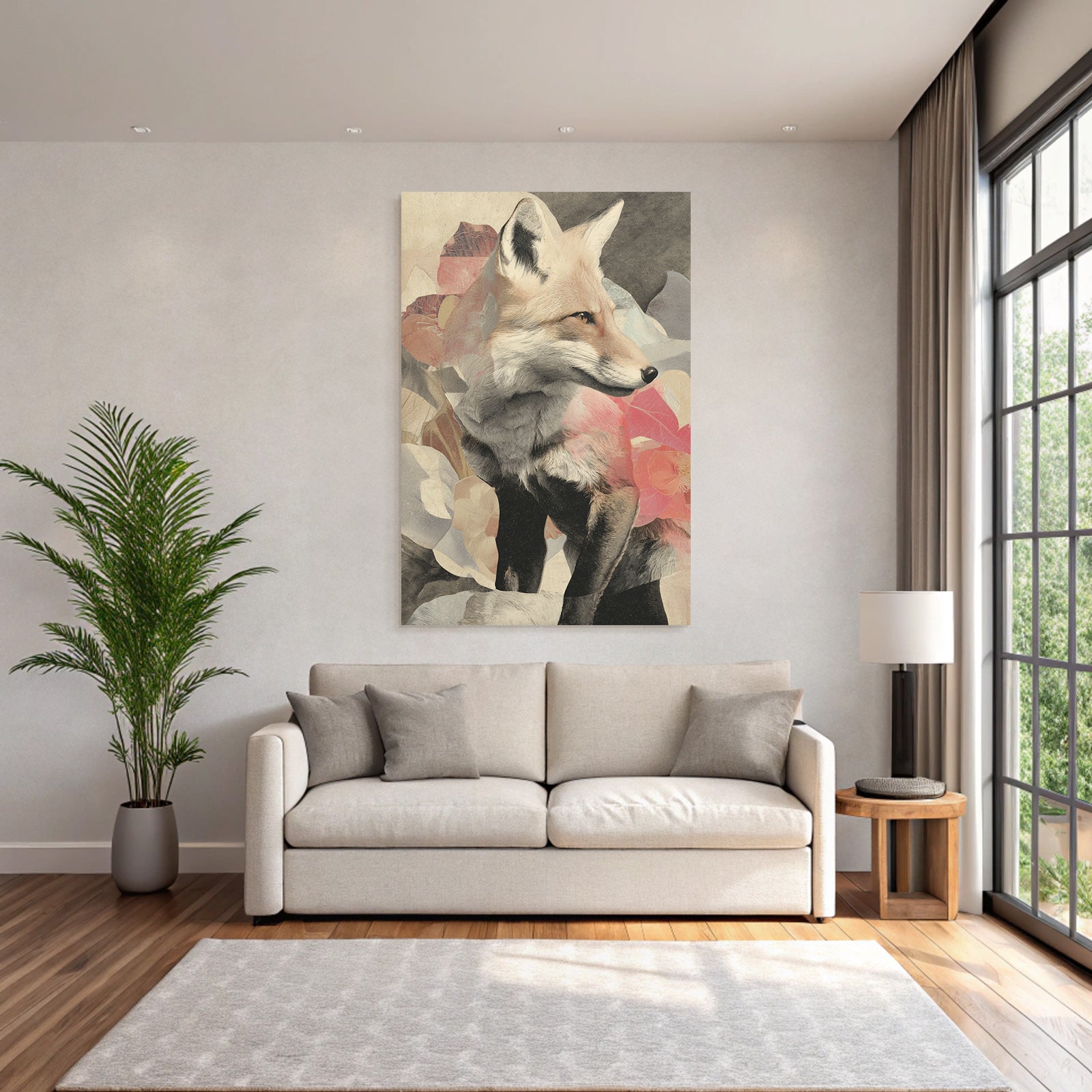 Fox Mit Blumen Artistische Darstellung