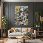 Junge Frau Mit Blumen Collage Vintage Retro Aesthetik