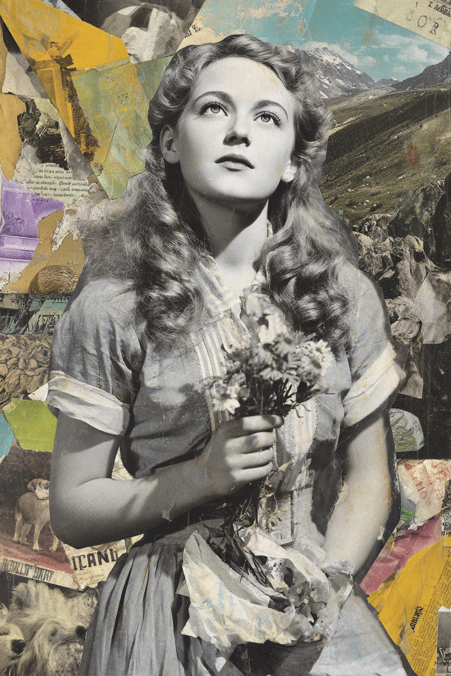 Junge Frau Mit Blumen Collage Vintage Retro Aesthetik | Collagen | Kunstgattungen
