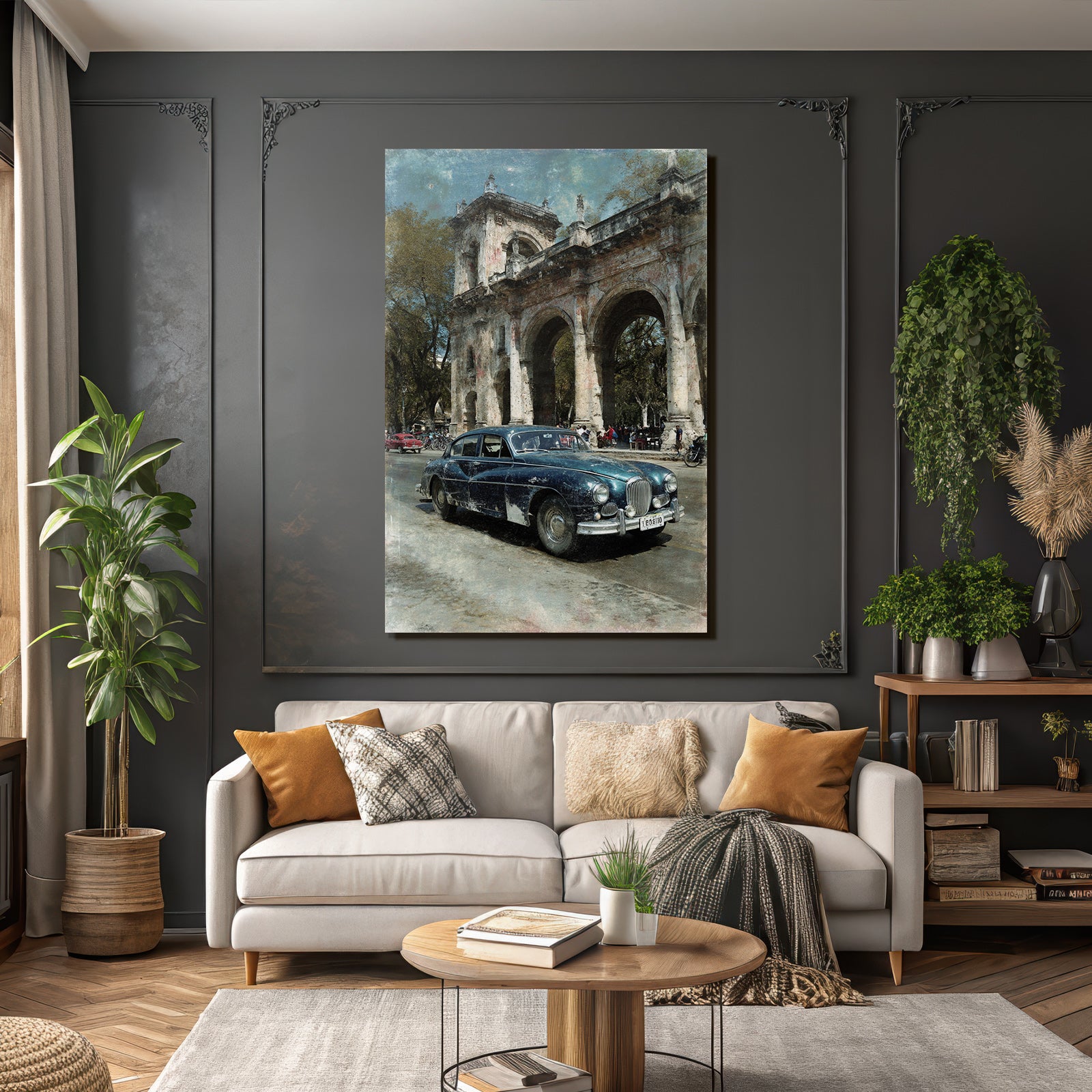 Klassisches Auto Vor Altem Architektonischen Bauwerk Mit Historischen Ruinen
