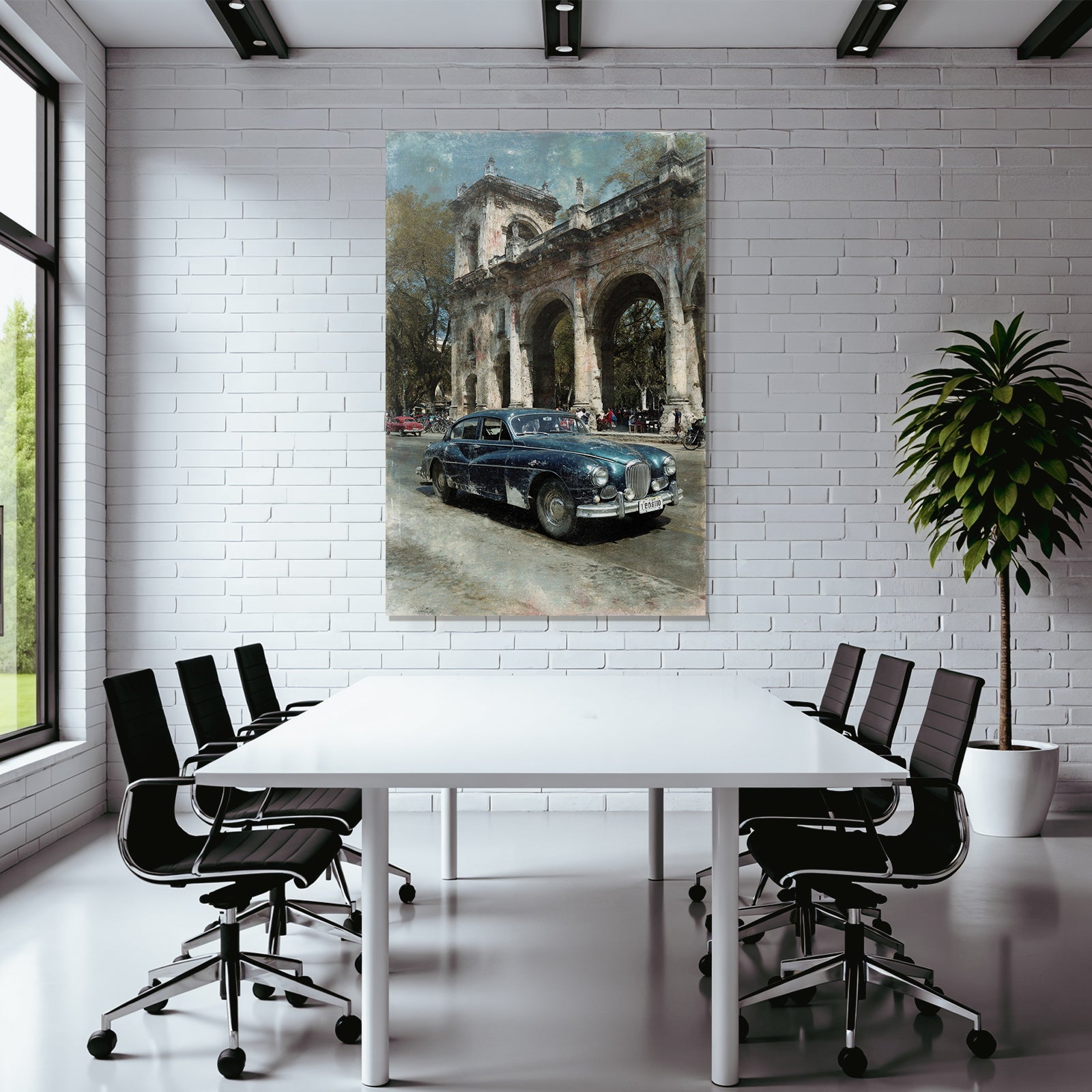 Klassisches Auto Vor Altem Architektonischen Bauwerk Mit Historischen Ruinen