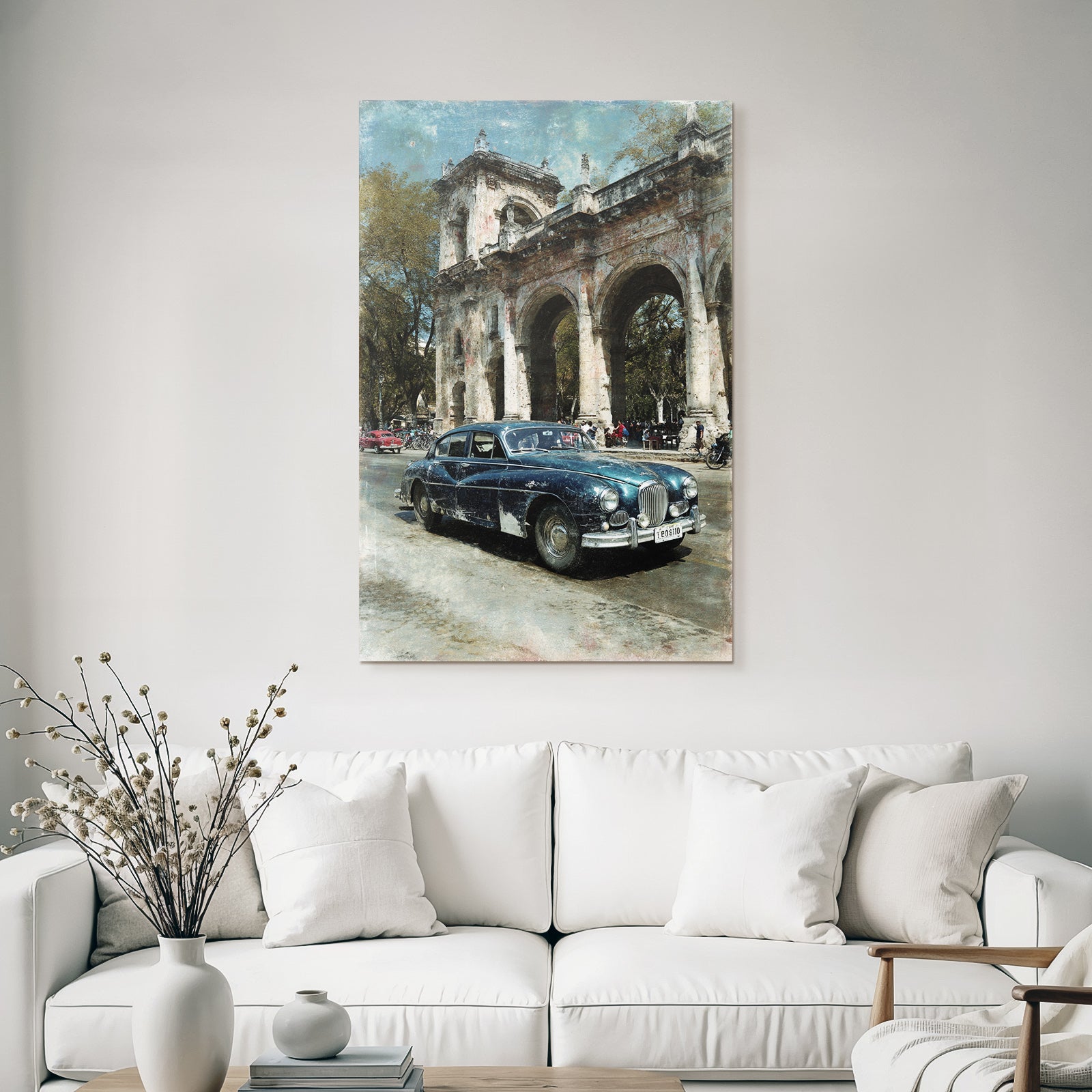Klassisches Auto Vor Altem Architektonischen Bauwerk Mit Historischen Ruinen