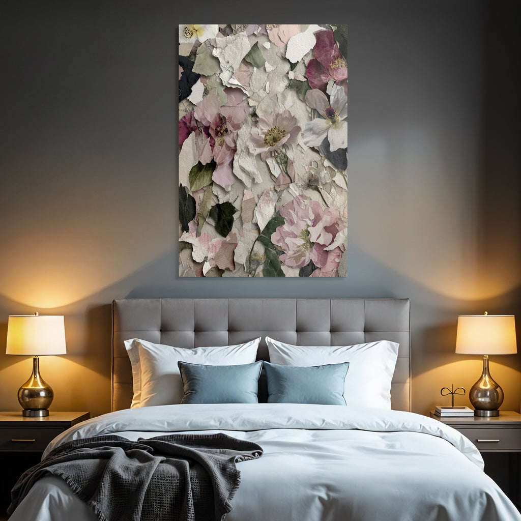 Kollage Mit Blumenmustern Und Texturiertem Papier