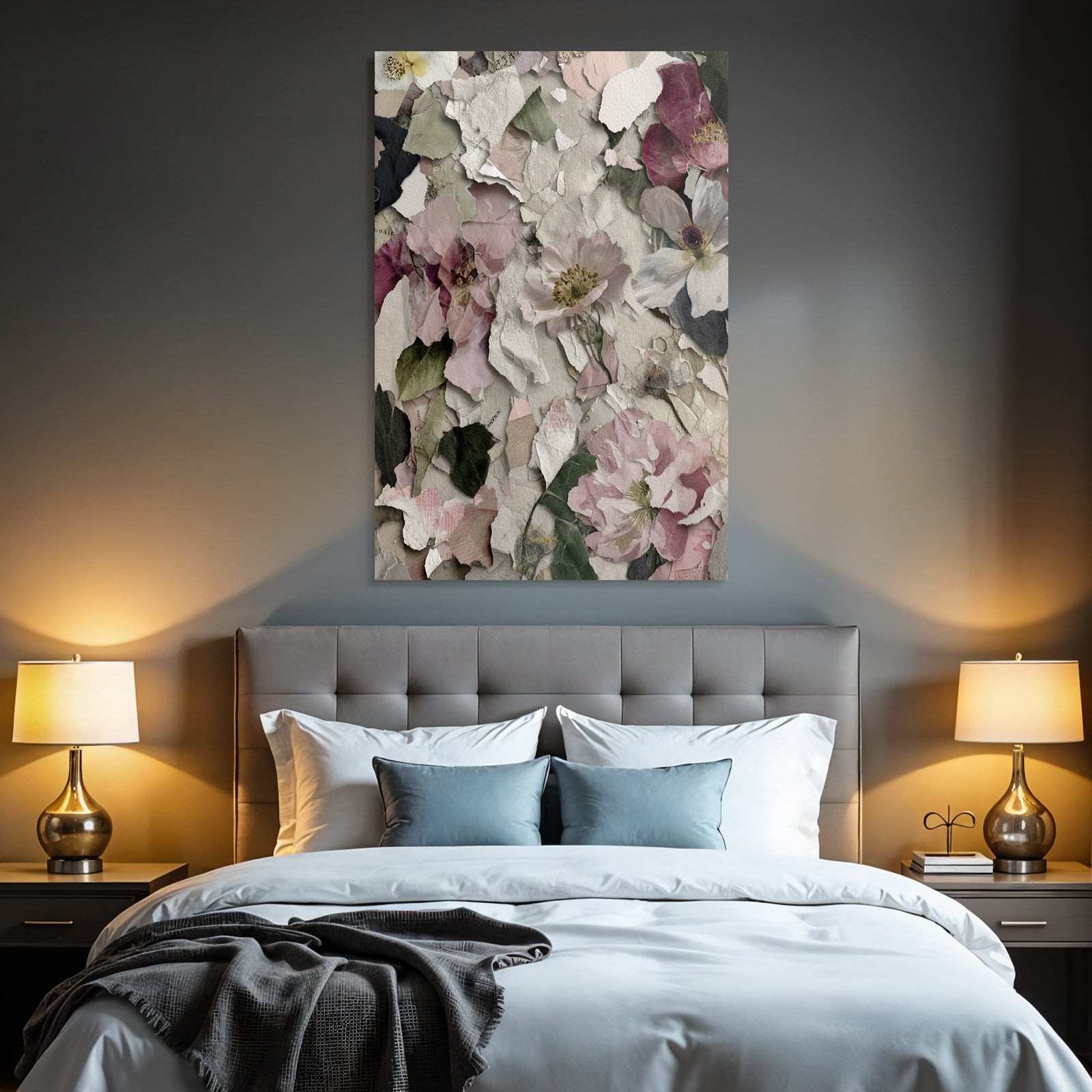 Kollage Mit Blumenmustern Und Texturiertem Papier