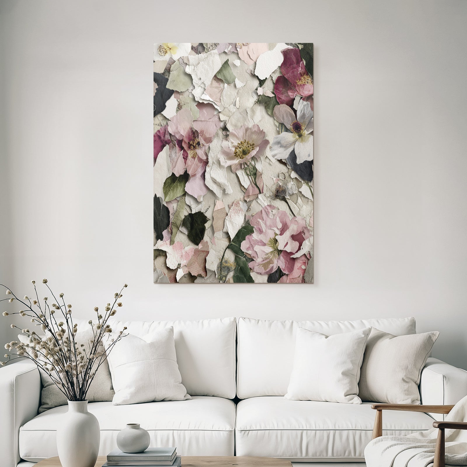 Kollage Mit Blumenmustern Und Texturiertem Papier