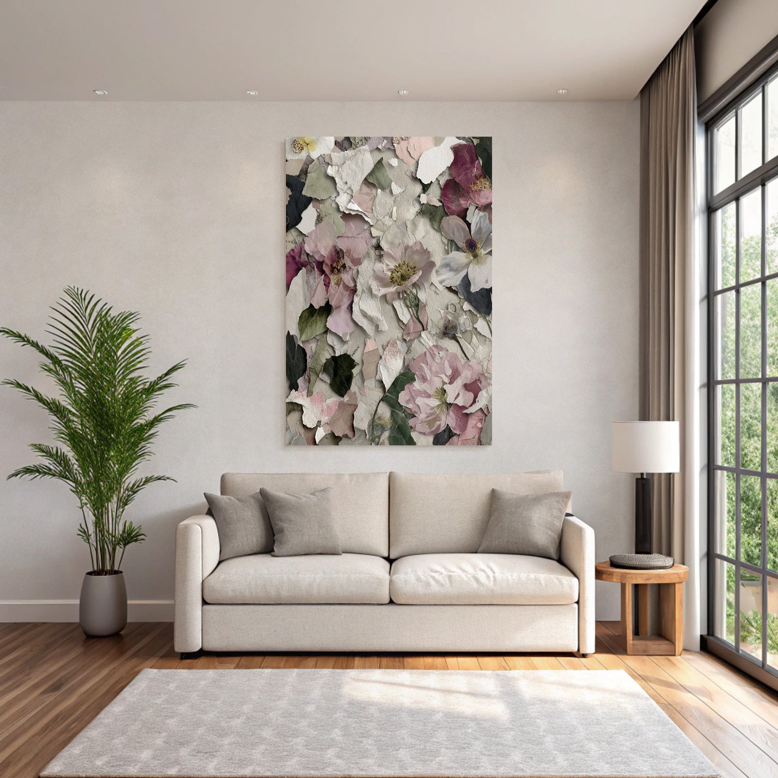 Kollage Mit Blumenmustern Und Texturiertem Papier