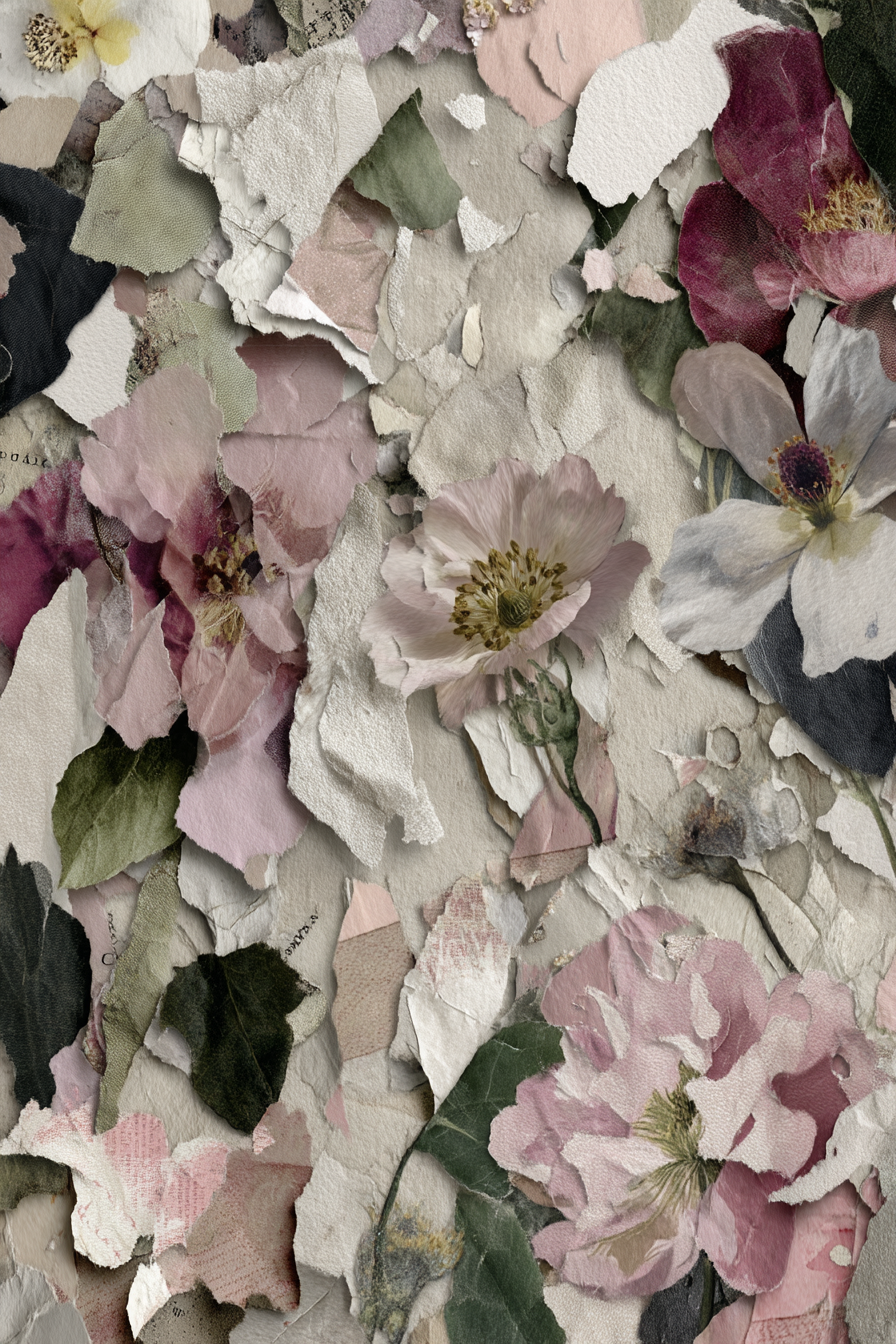 Kollage Mit Blumenmustern Und Texturiertem Papier | Collagen | Kunstgattungen
