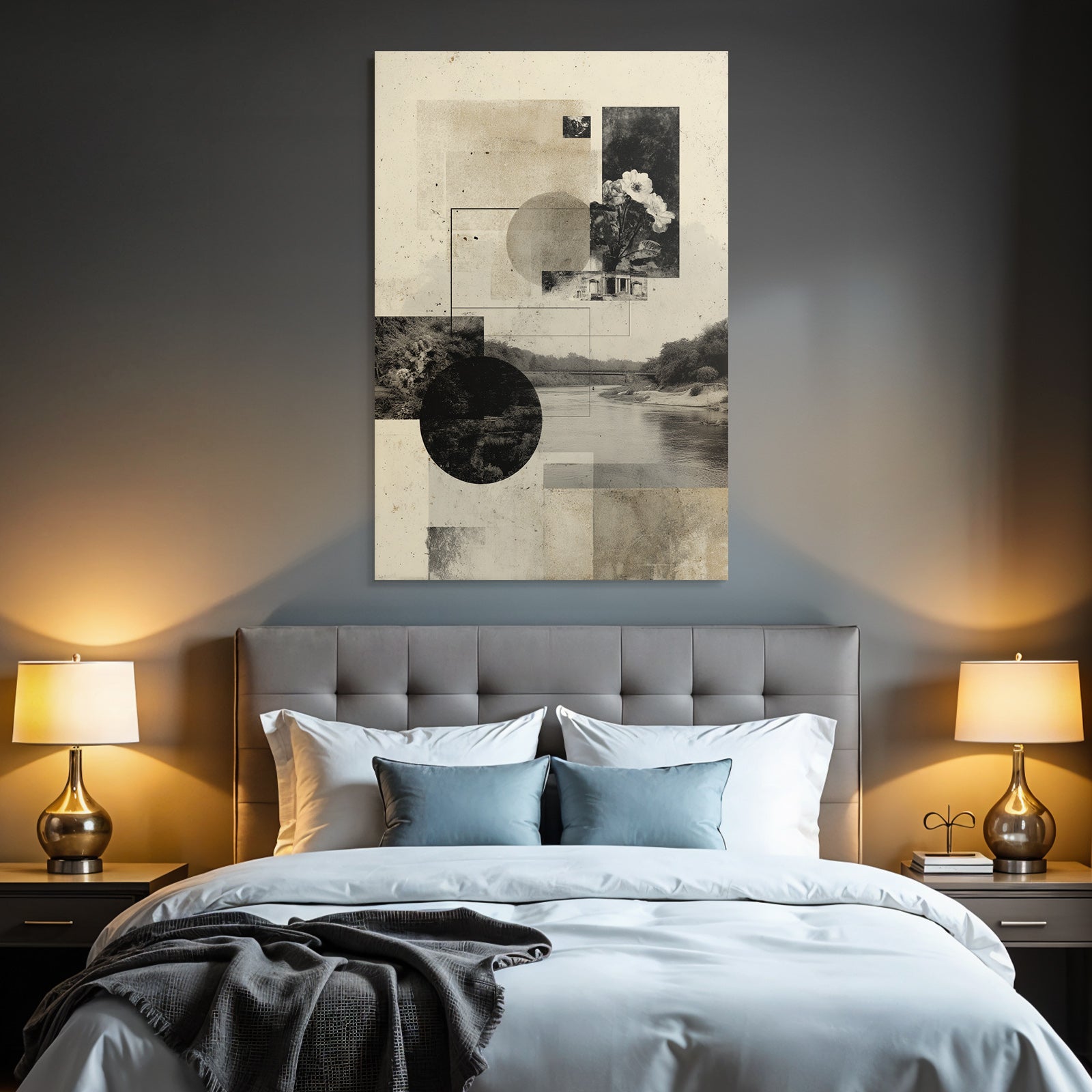 Kreative Collage Geometrische Formen Natur Abstraktion Vintage Stil