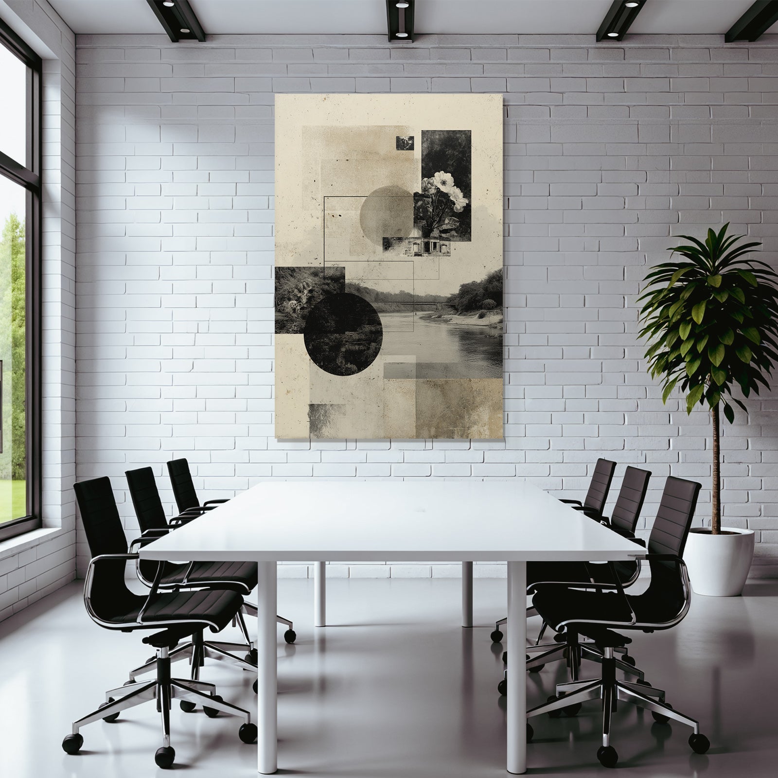 Kreative Collage Geometrische Formen Natur Abstraktion Vintage Stil