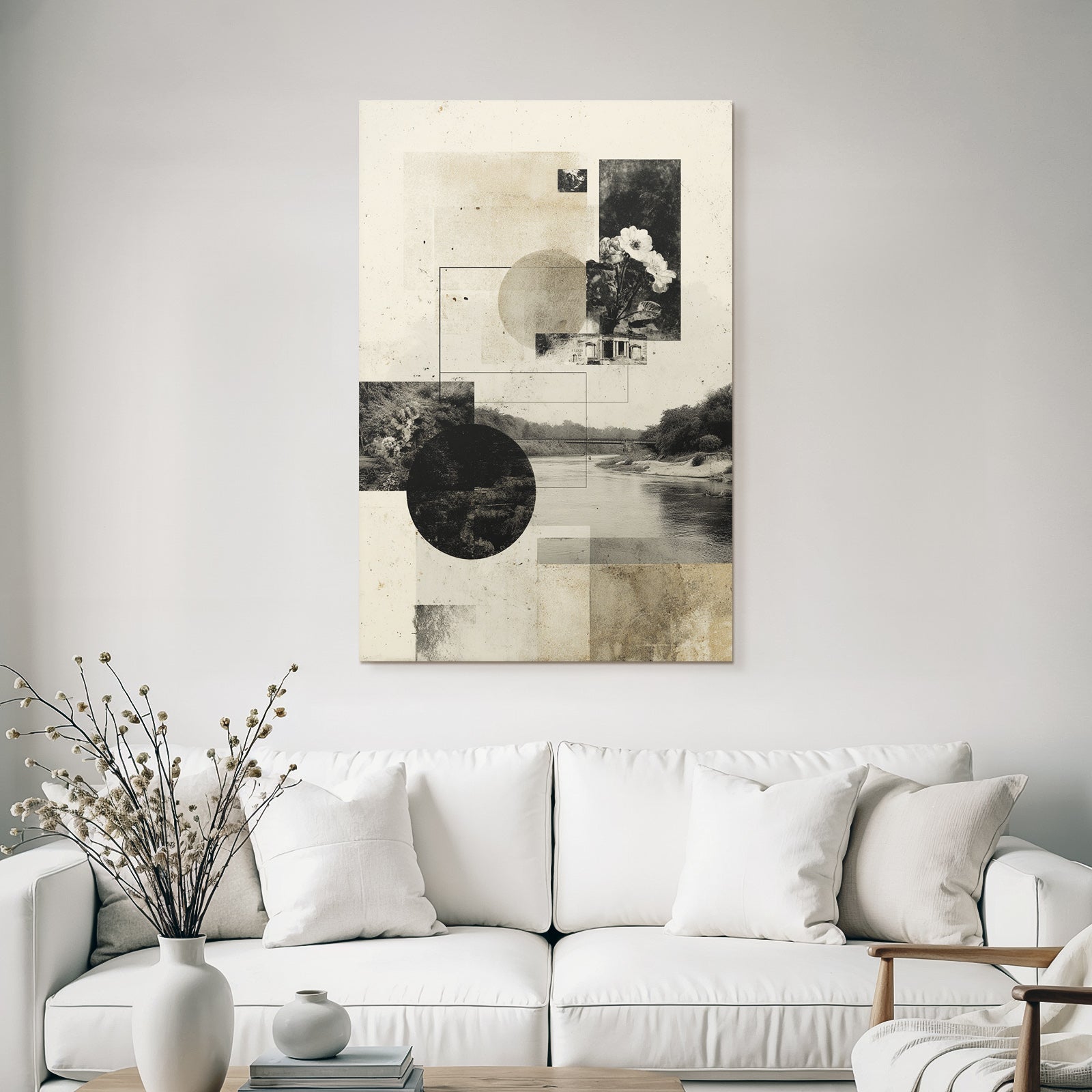 Kreative Collage Geometrische Formen Natur Abstraktion Vintage Stil