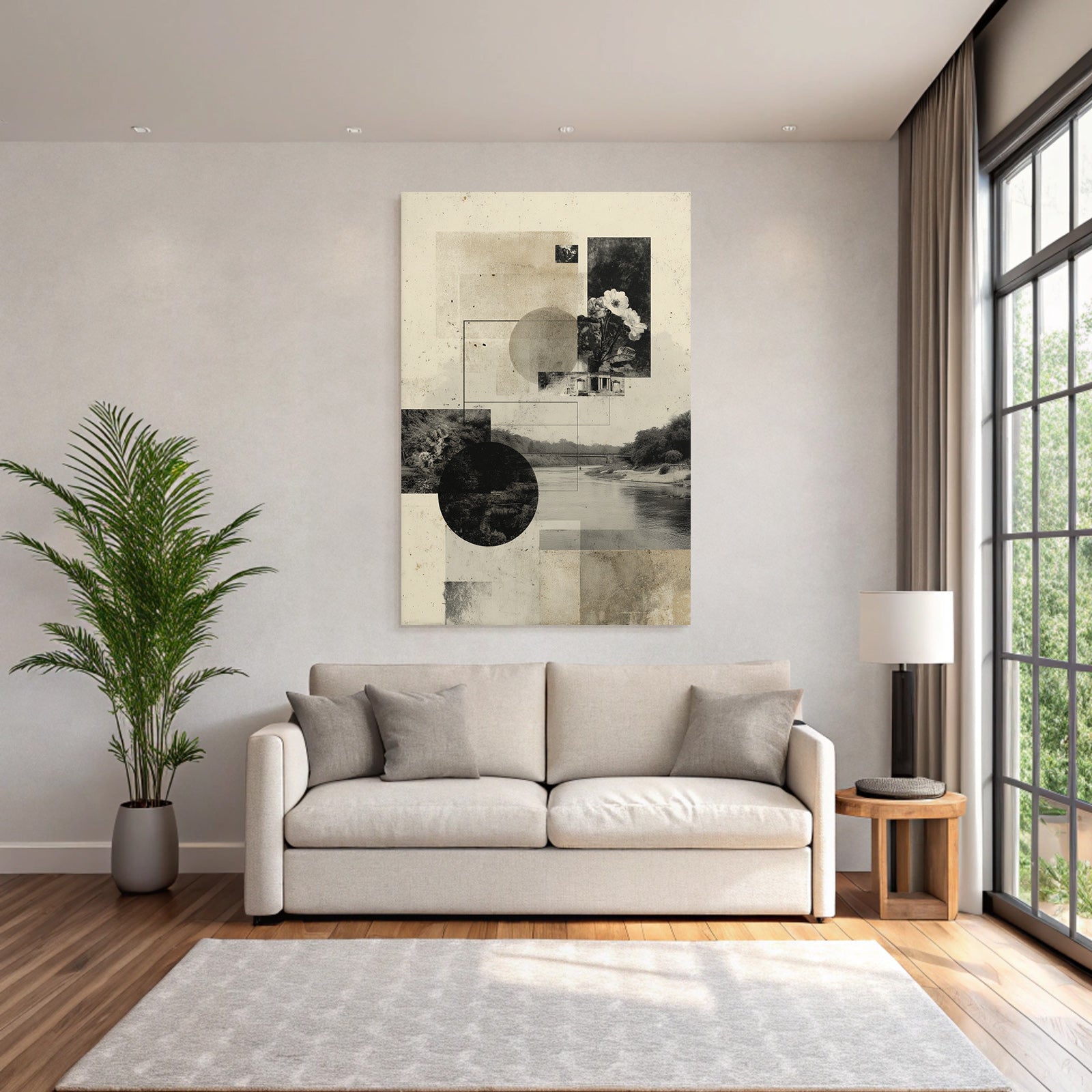 Kreative Collage Geometrische Formen Natur Abstraktion Vintage Stil