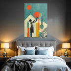 Kreatives Kunstwerk Kind Mit Blumen Boquet Abstracte Hintergrund Retro Farbpalette