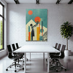 Kreatives Kunstwerk Kind Mit Blumen Boquet Abstracte Hintergrund Retro Farbpalette