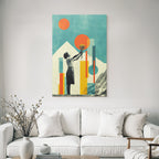 Kreatives Kunstwerk Kind Mit Blumen Boquet Abstracte Hintergrund Retro Farbpalette
