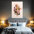 Moderne Grafikdesign Collage Magnolien Orange Geometrisch Abstract