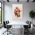 Moderne Grafikdesign Collage Magnolien Orange Geometrisch Abstract