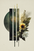 Nature Geometric Harmony Muted Tones Blossoms Foliage | Collagen | Kunstgattungen