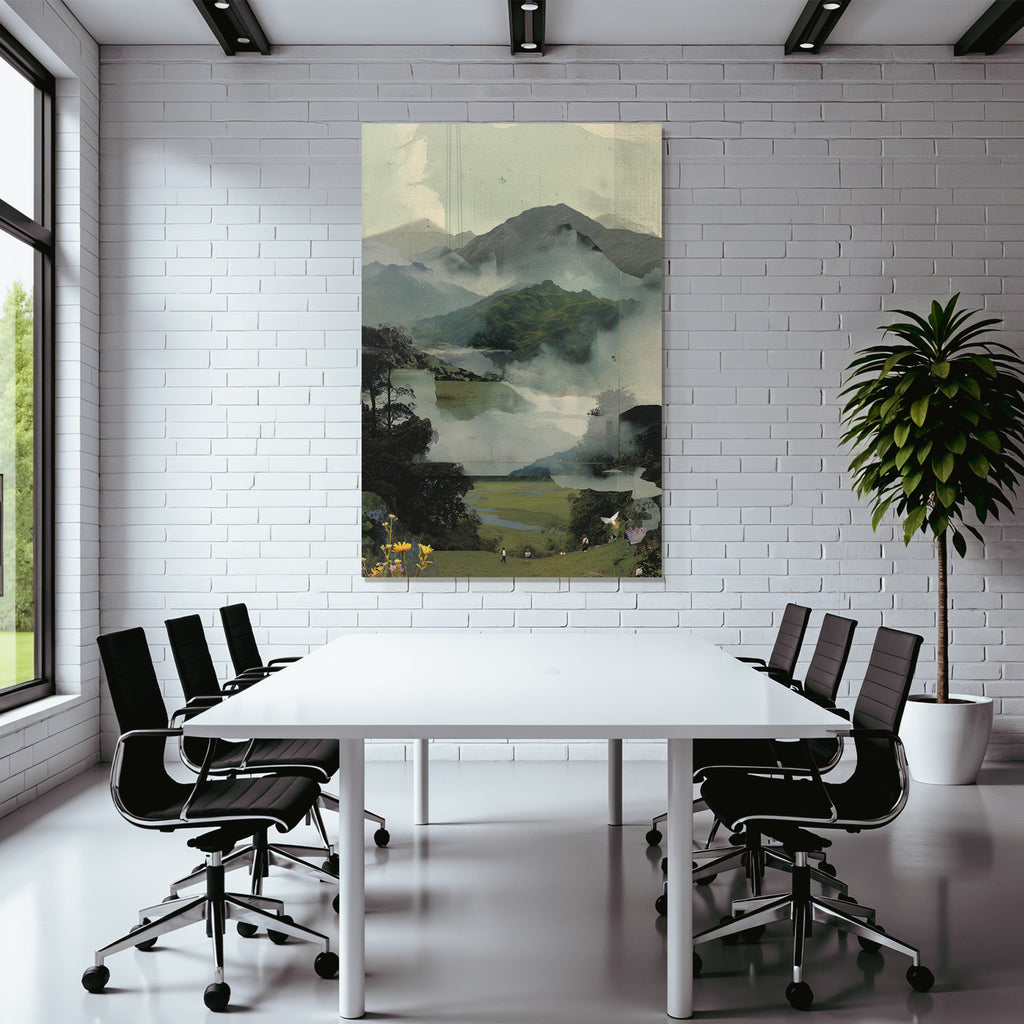 Naturlandschaft Collage Mit Figuren Und Nebel