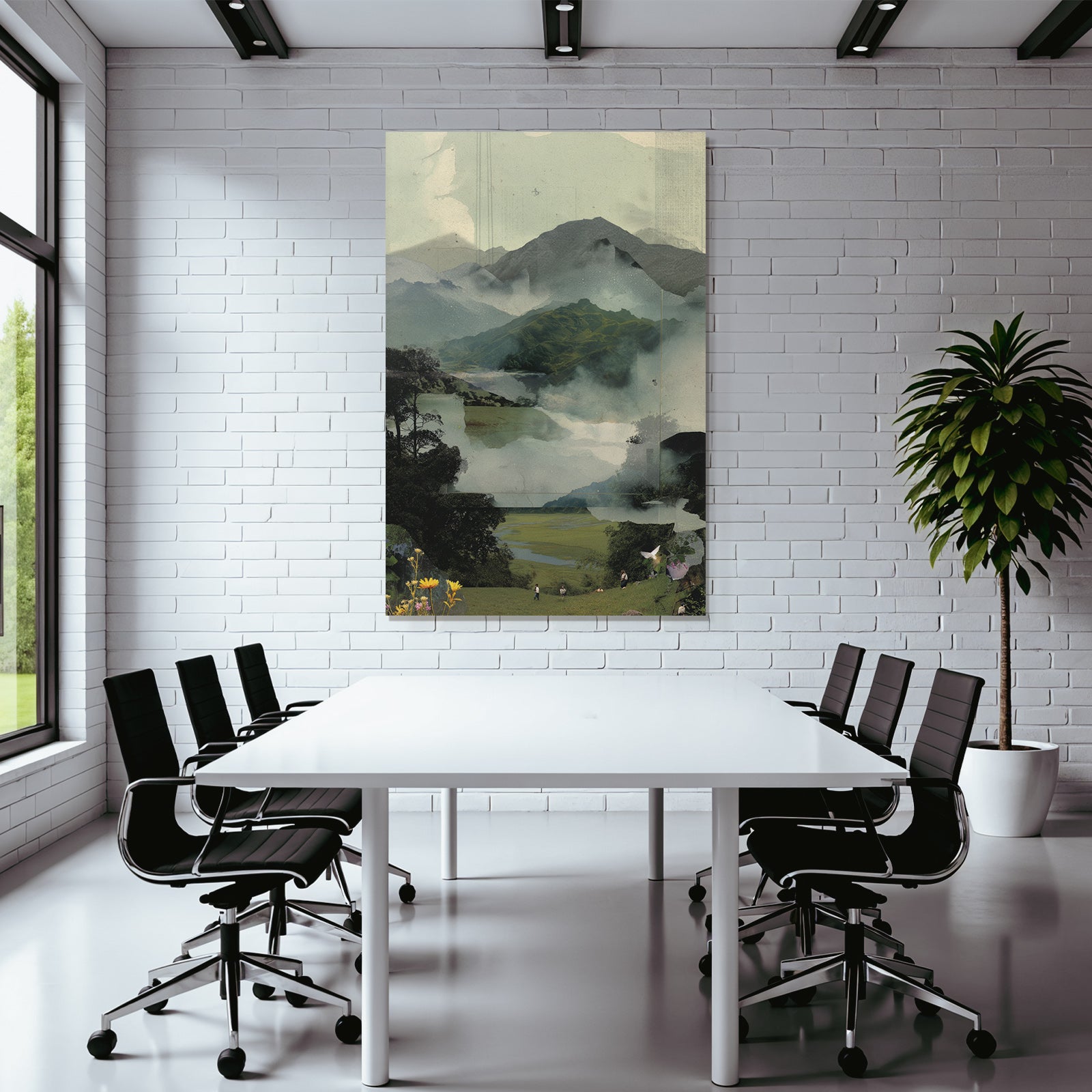 Naturlandschaft Collage Mit Figuren Und Nebel