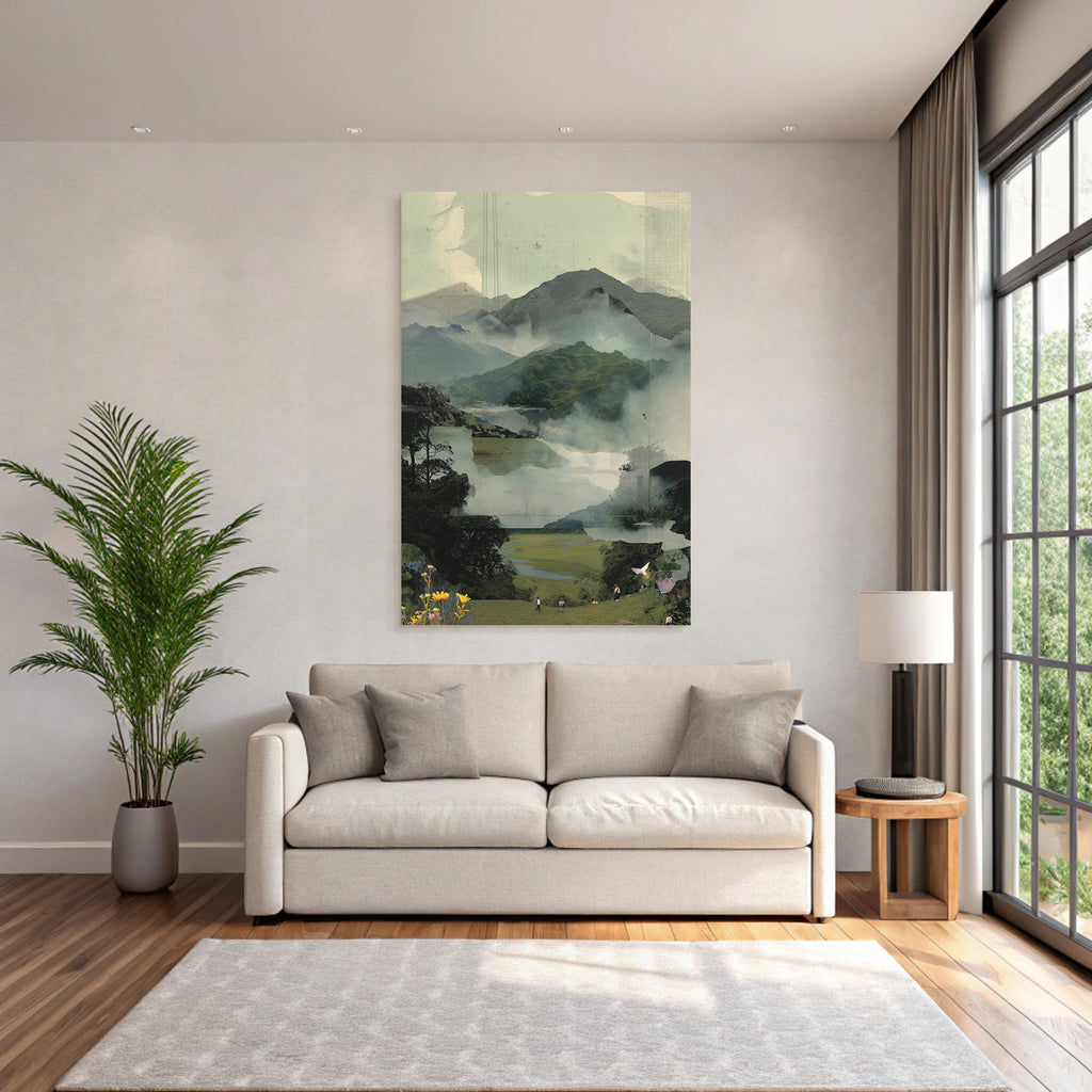 Naturlandschaft Collage Mit Figuren Und Nebel