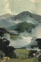 Naturlandschaft Collage Mit Figuren Und Nebel | Collagen | Kunstgattungen