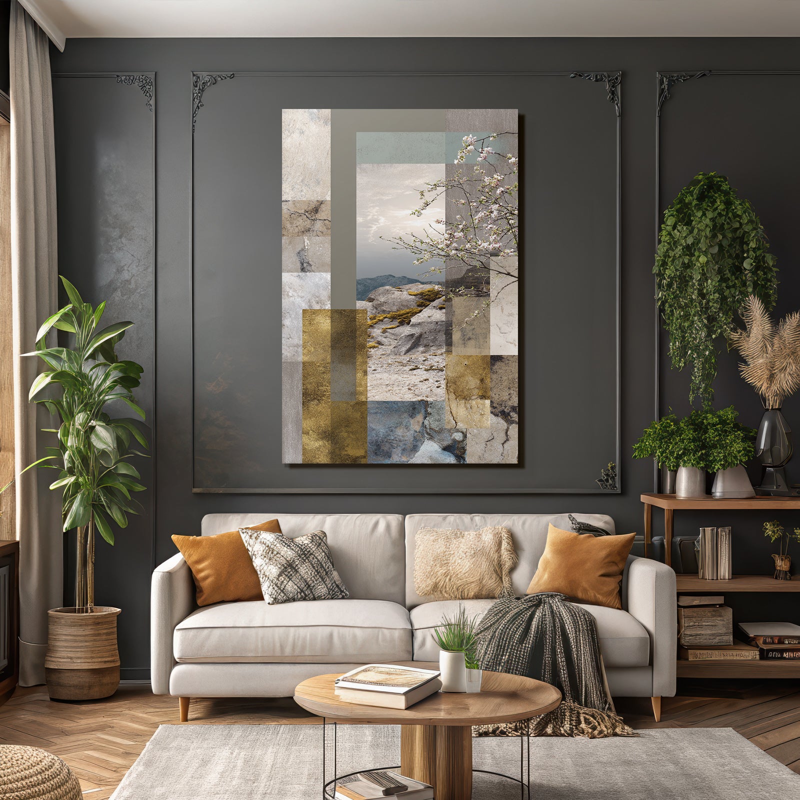 Naturlandschaft Muster Texturegeometrisch Erdtoene Metallisch