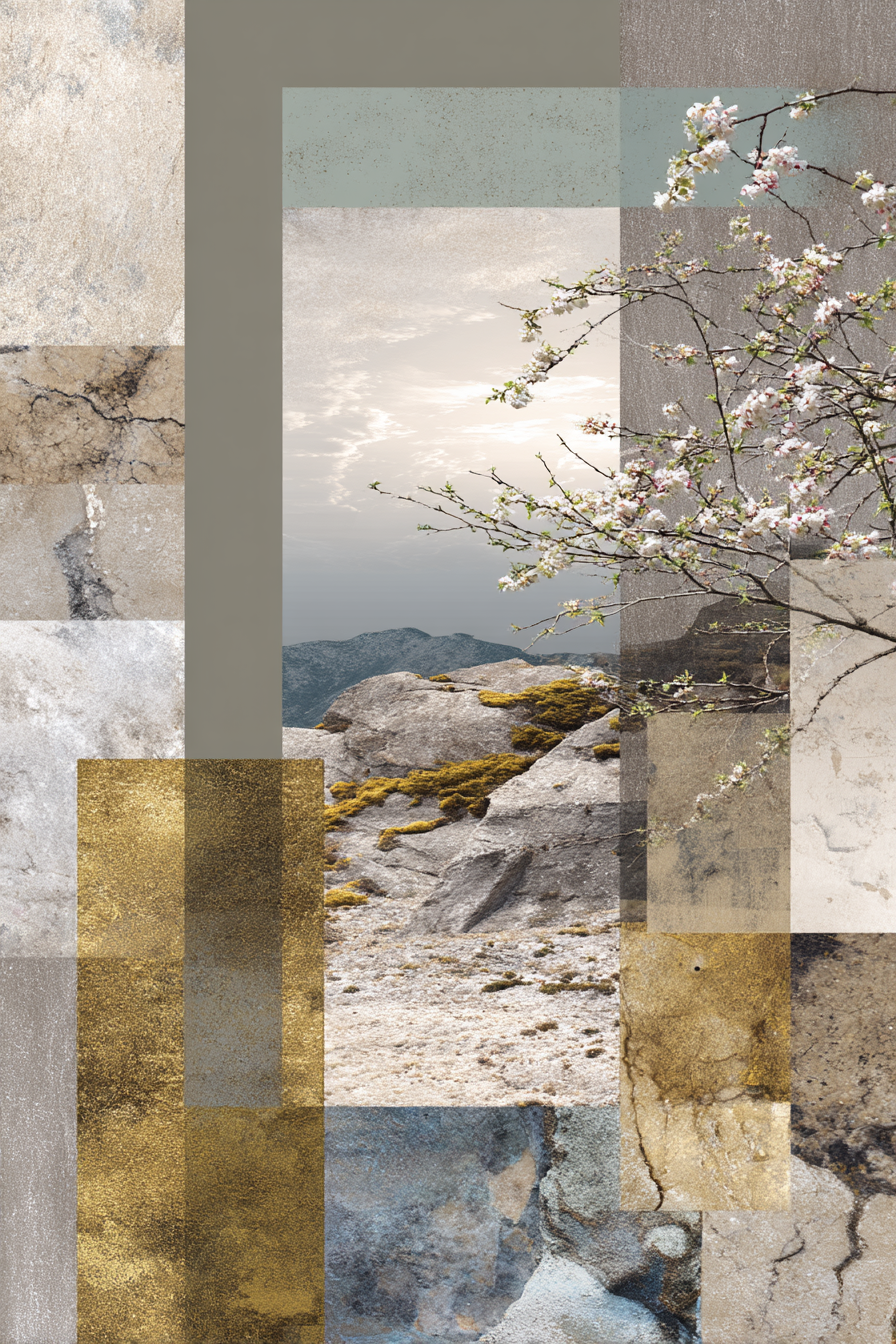 Naturlandschaft Muster Texturegeometrisch Erdtoene Metallisch | Collagen | Kunstgattungen