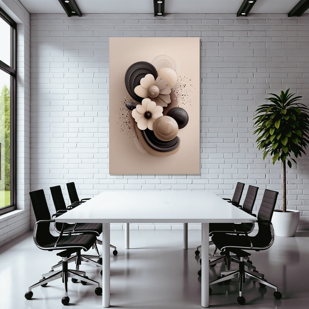 Organische Formen Abstrakte Composition Mit Blumenmotiven Und Kugeln