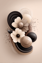 Organische Formen Abstrakte Composition Mit Blumenmotiven Und Kugeln | Collagen | Kunstgattungen