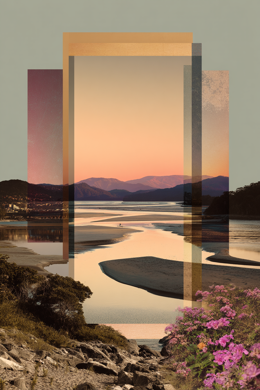 Ruhige Landschaft Modern Mit Geometrischen Formen | Collagen | Kunstgattungen