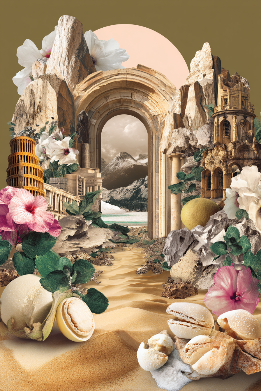 Surrealistische Collage Architektur Naturlandschaften Blumen | Collagen | Kunstgattungen