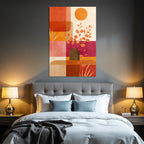 Vase Mit Dekorativen Pflanzenzweigen Abstracte Formen Rot Orange Pink