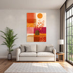 Vase Mit Dekorativen Pflanzenzweigen Abstracte Formen Rot Orange Pink