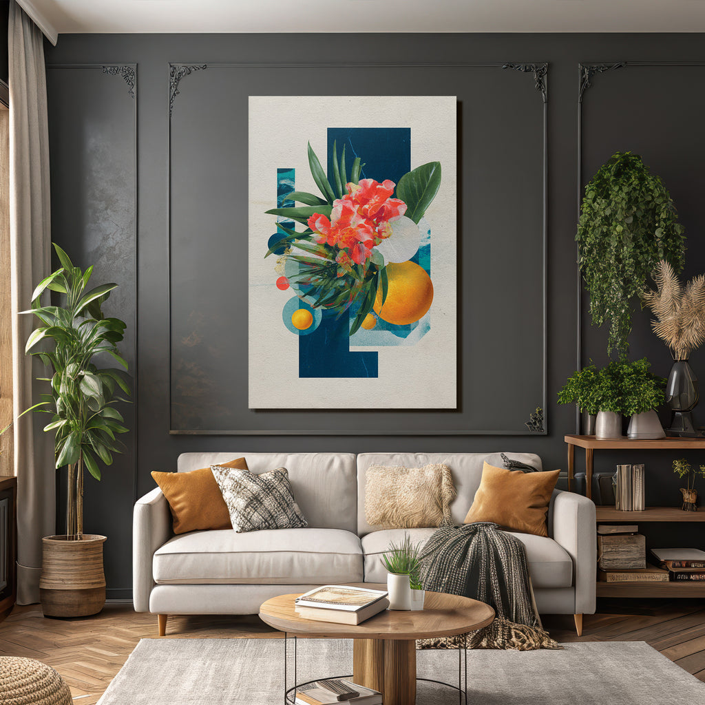 Vibrante Blumen Geometrische Formen Abstrakte Kunst