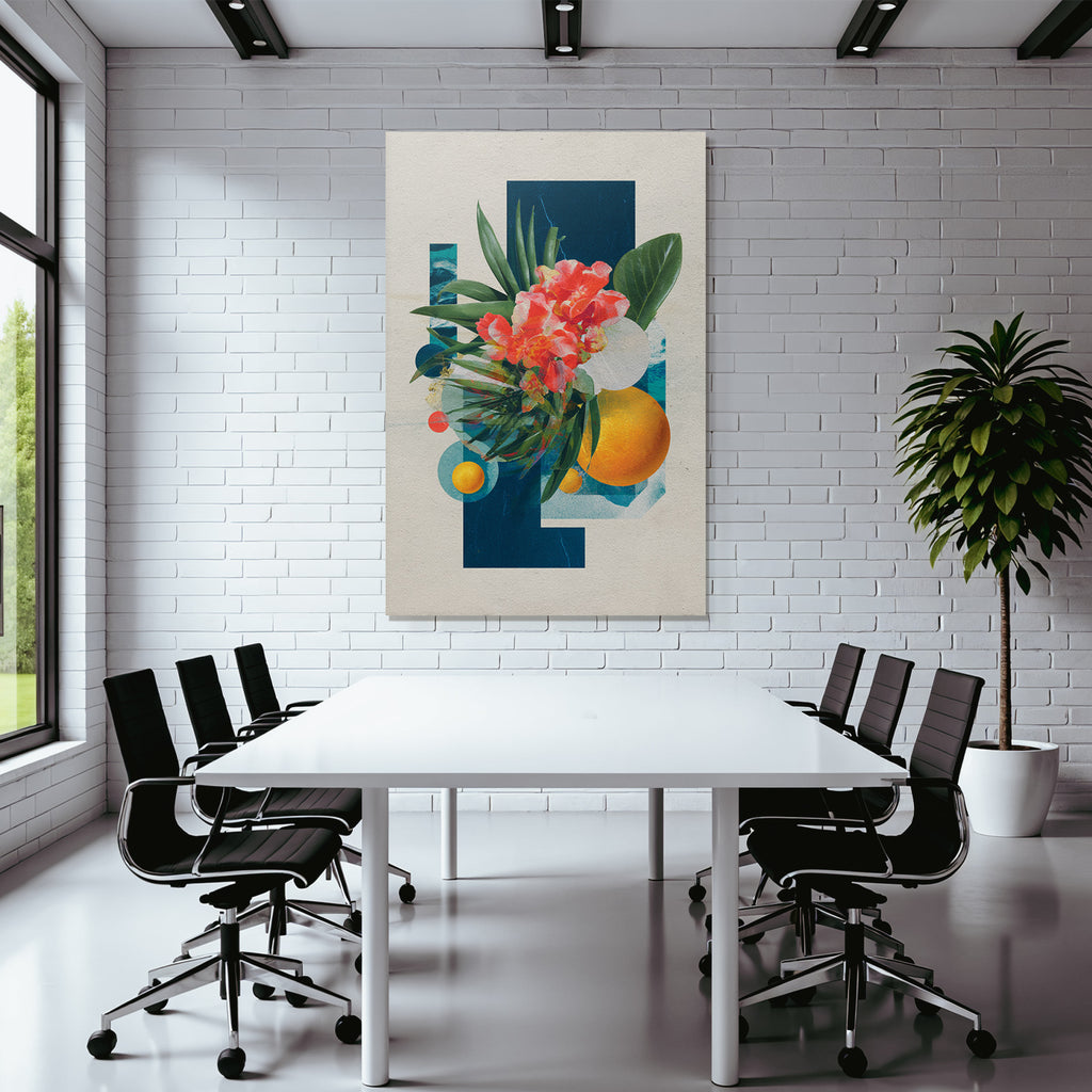Vibrante Blumen Geometrische Formen Abstrakte Kunst