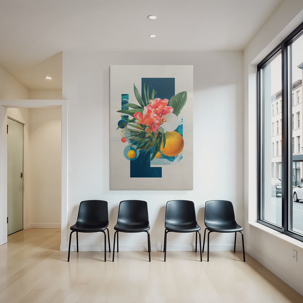 Vibrante Blumen Geometrische Formen Abstrakte Kunst