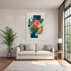 Vibrante Blumen Geometrische Formen Abstrakte Kunst