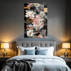 Vibrante Blumendesign In Pink Weiss Mit Abstracten Elementen