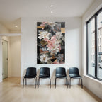 Vibrante Blumendesign In Pink Weiss Mit Abstracten Elementen