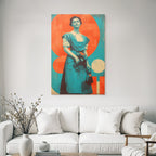 Vintage Frau Mit Blumen Graphische Kunst Illustration