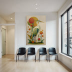Vintage Heron Illustration Mit Abstrakten Pflanzen
