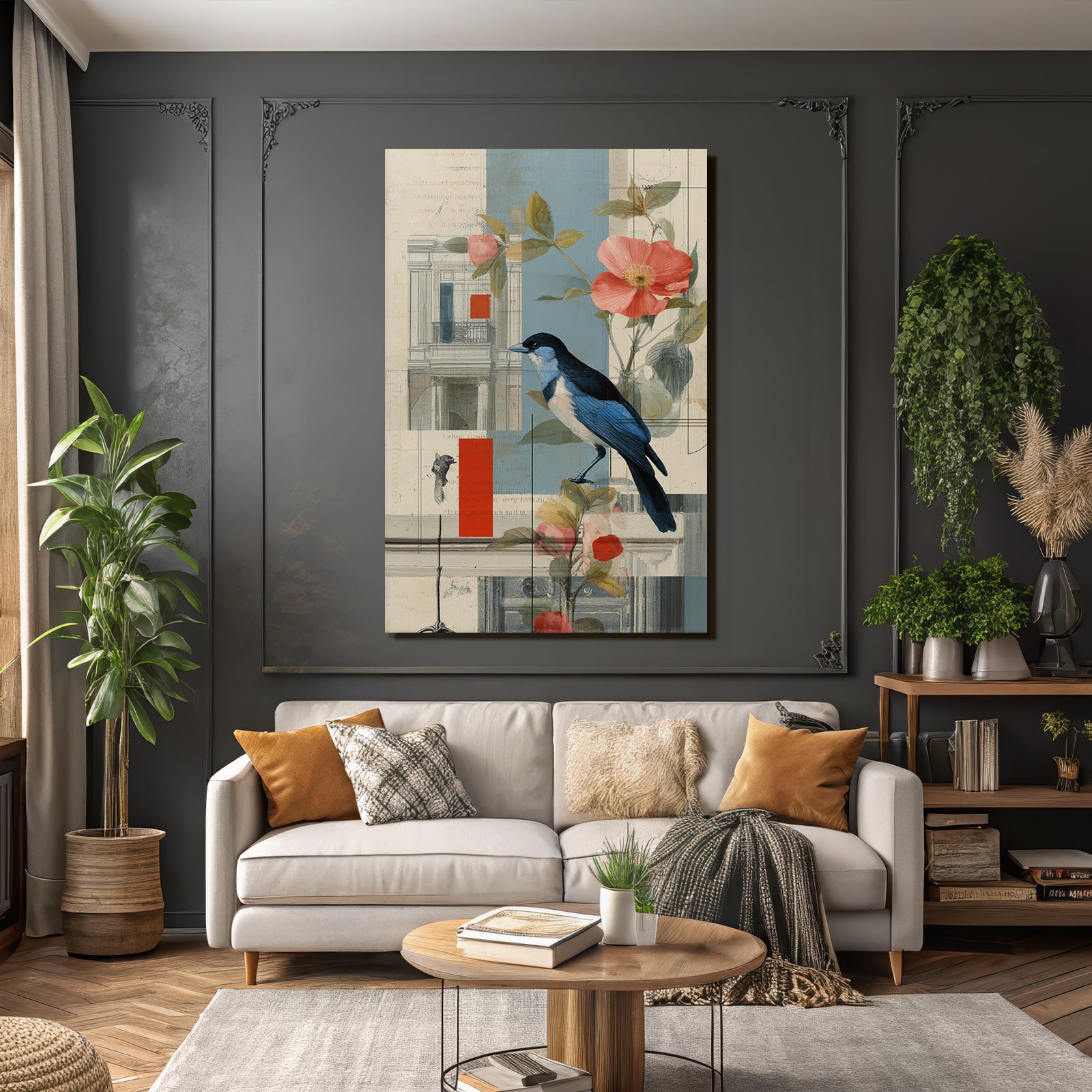 Vogel Blume Architektur Abstrakte Komposition