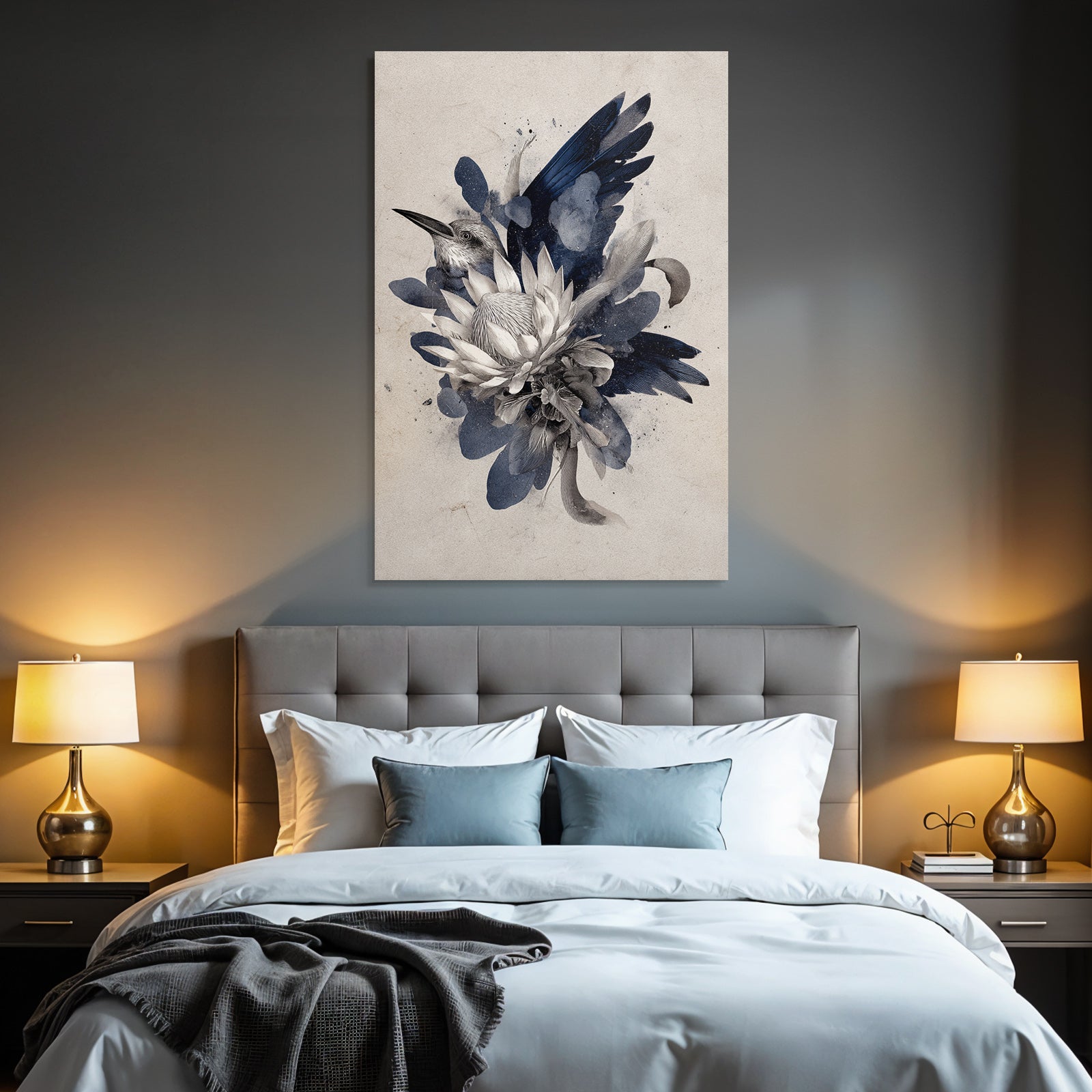 Vogel Und Blumen Aquarellkunst Mit Bewegung