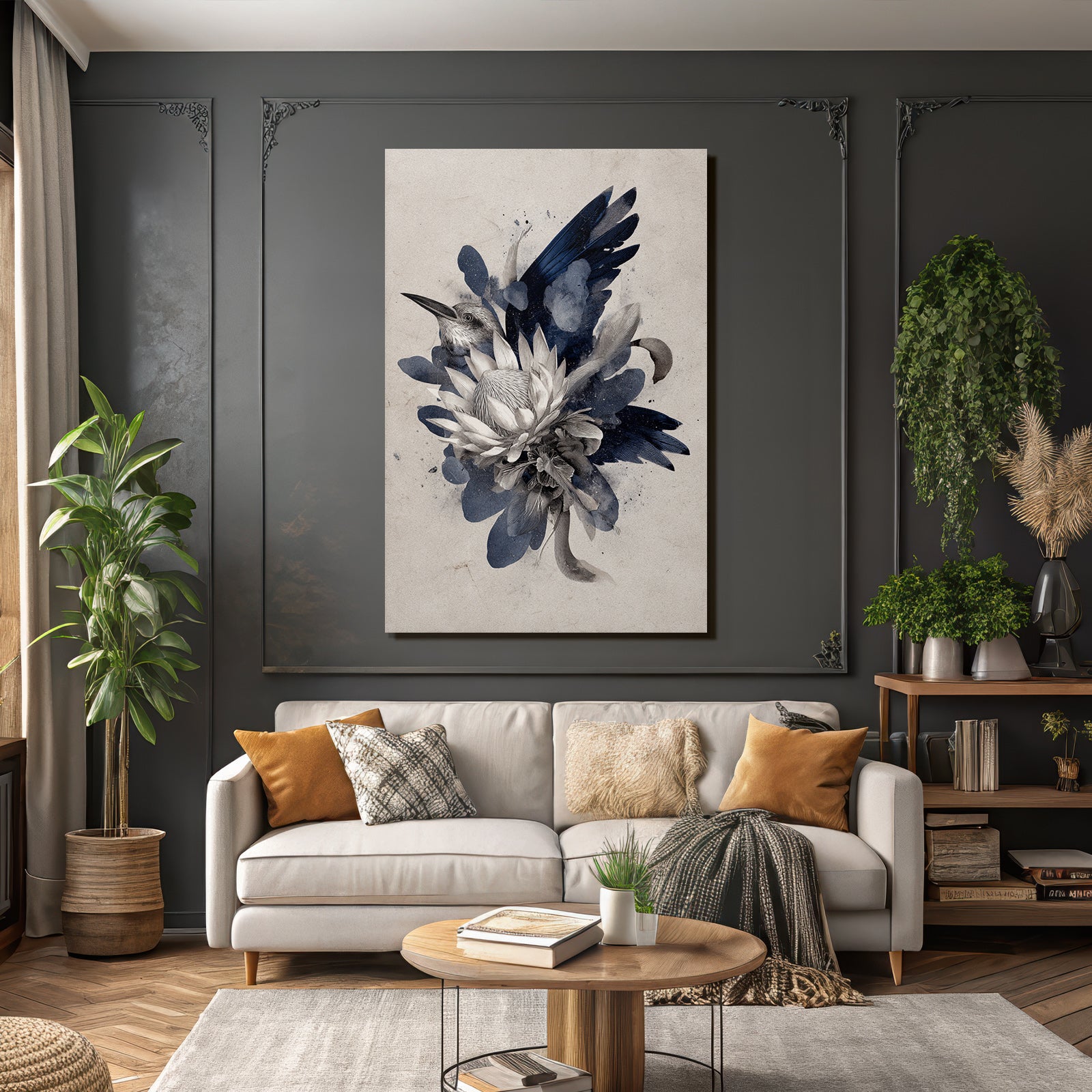 Vogel Und Blumen Aquarellkunst Mit Bewegung