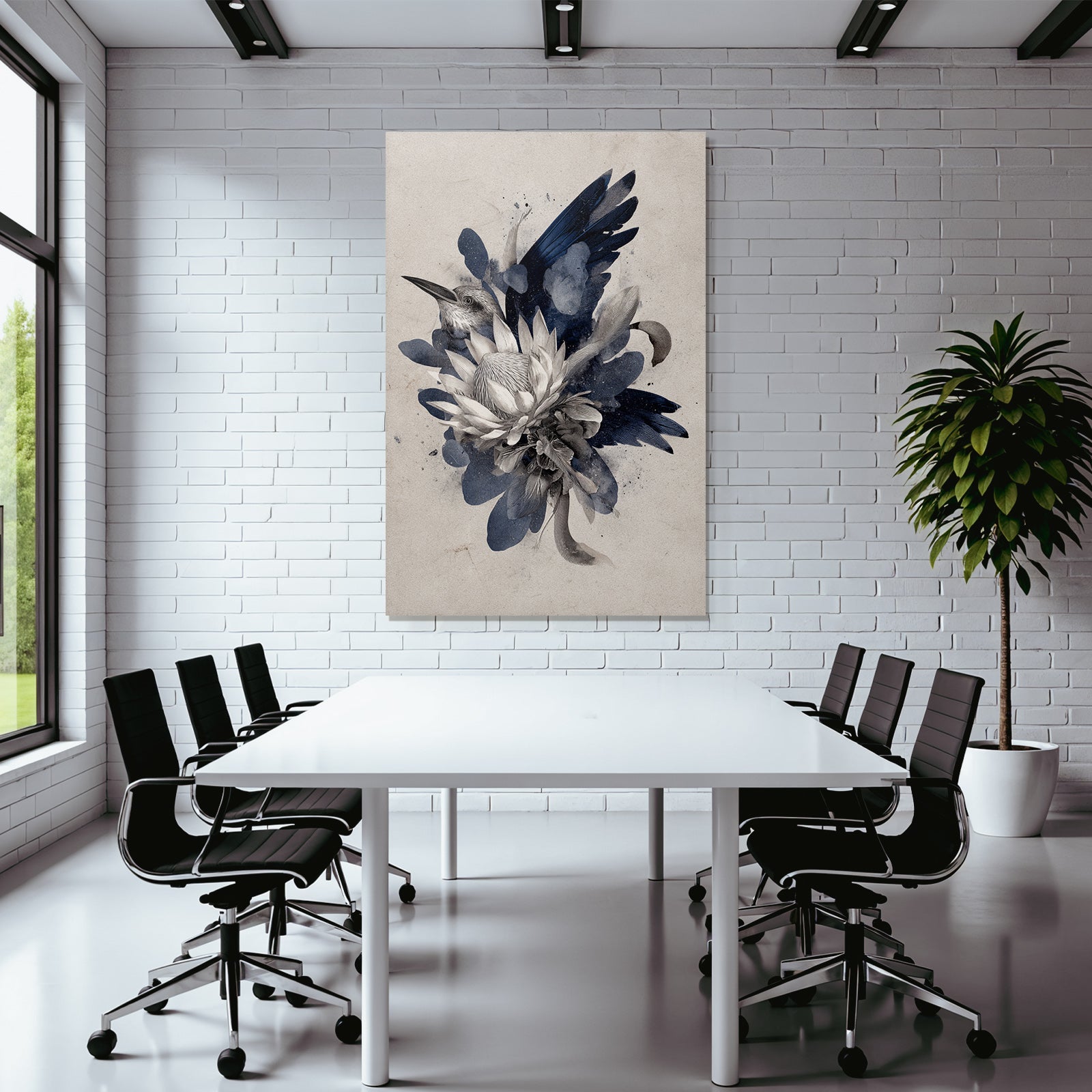 Vogel Und Blumen Aquarellkunst Mit Bewegung
