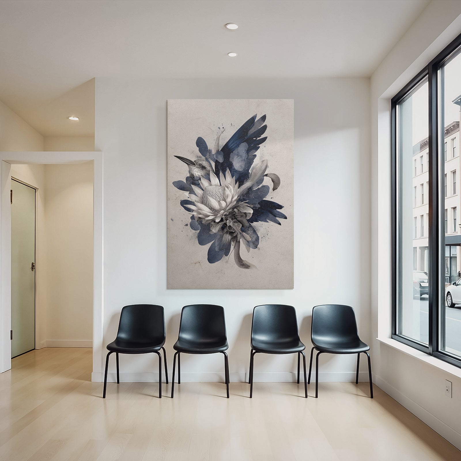 Vogel Und Blumen Aquarellkunst Mit Bewegung