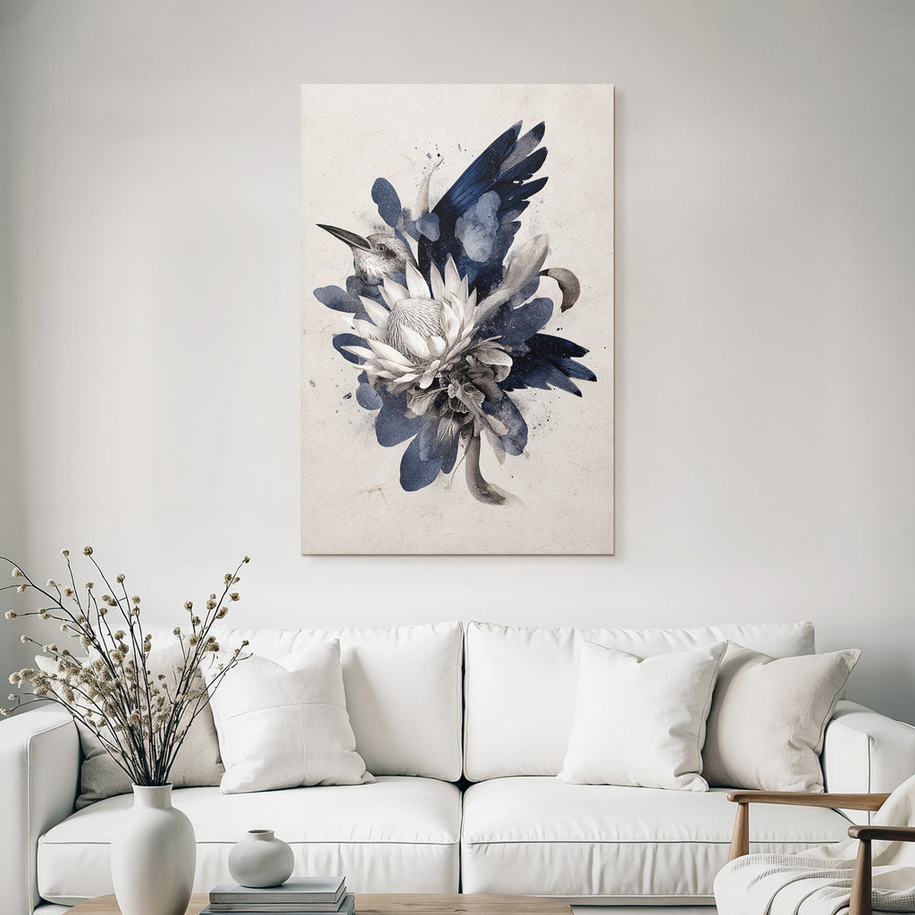 Vogel Und Blumen Aquarellkunst Mit Bewegung