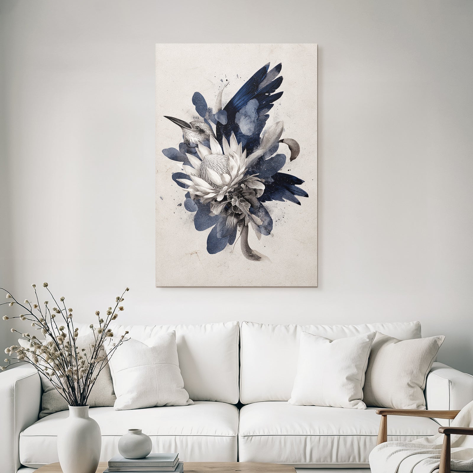 Vogel Und Blumen Aquarellkunst Mit Bewegung
